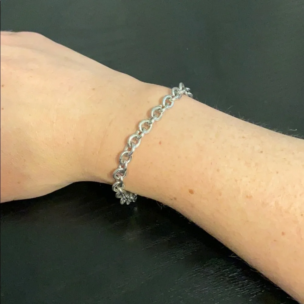 Circle Chain Link Bracelet 925 Sterling Silver